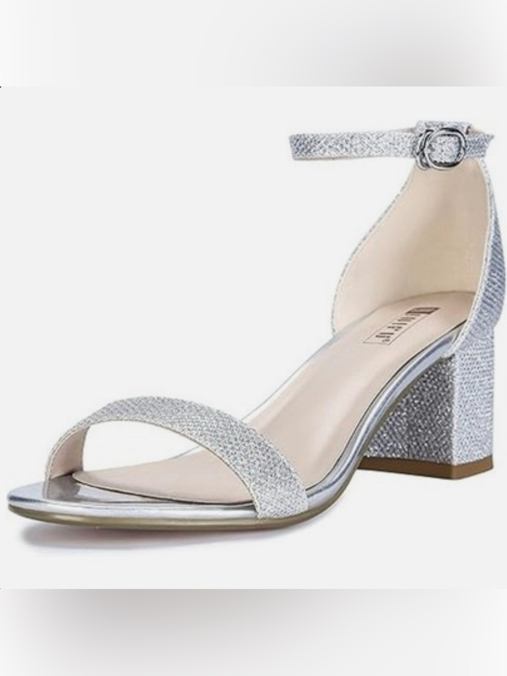 NWT Idifu 8.5 Silver Glitter Open Toe Strappy Sandals 2” Block High Heels